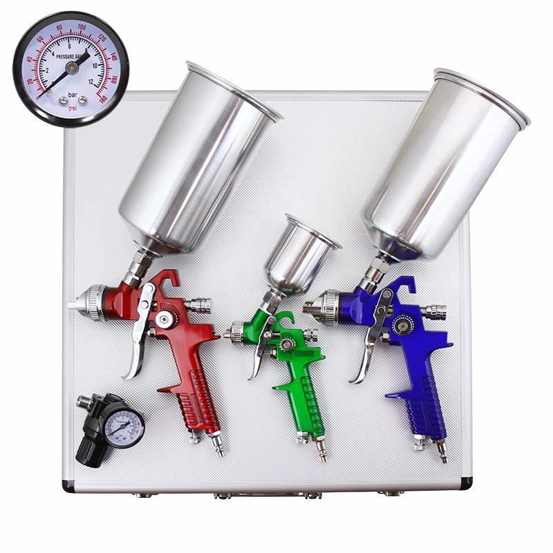 3 HVLP Auto Paint Air Spray Gun Kit Detail Basecoat Car Primer