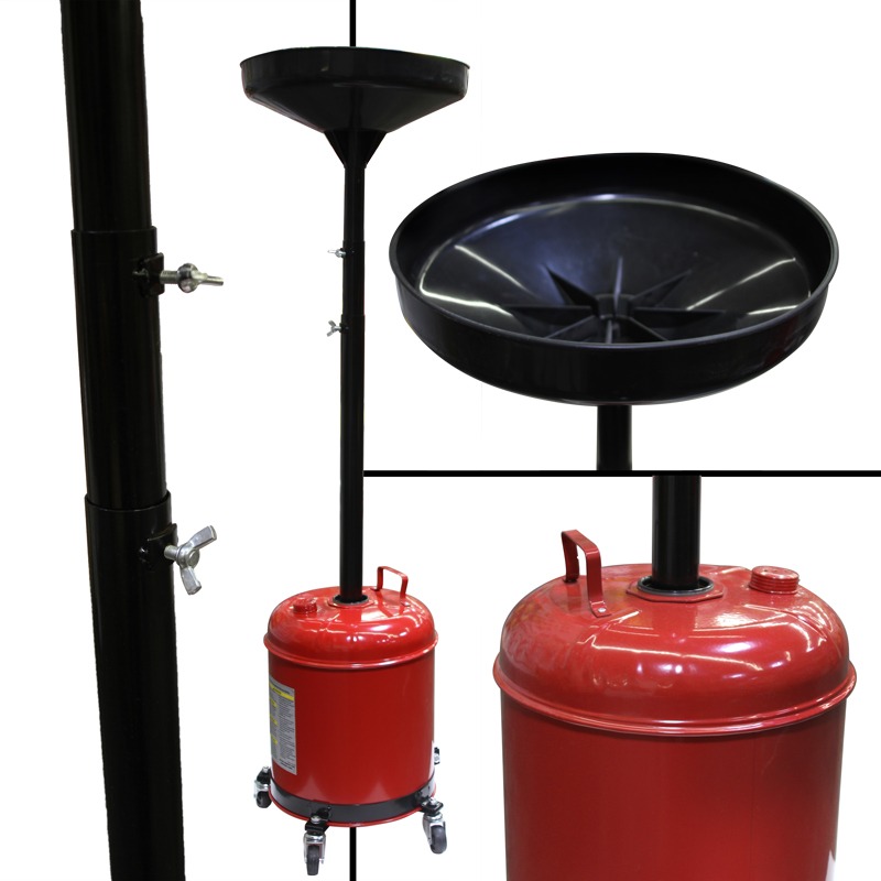 Oil change Waste Drain Pan Portable 5 GAL Gallon Tank Dolly Funnel Drum
