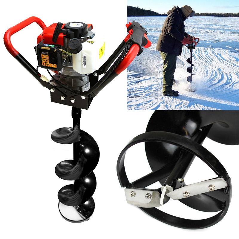 10" Auger ICE Bit 55CC VHandle 2 Stroke Gas Post Hole Digger Double