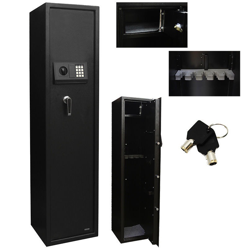 5 Rifle Eletronic Lock Steel Lockbox Firearm Safe Gun Lockbox