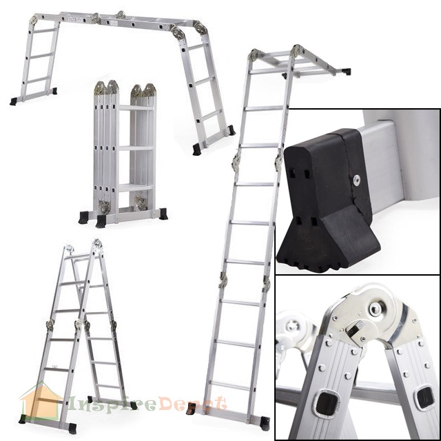 NEW 12.5FT EN131 Multi Purpose Aluminum Folding Step Ladder Foldable