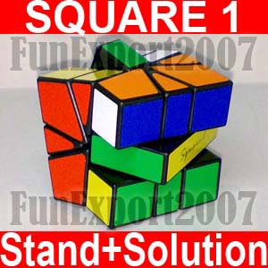 Rubik Cube-21/SQUARE-1/One BLACK Speed w/Stand+Solution