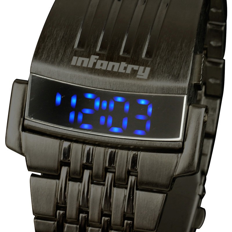 INFANTRY NEW 19.5CM DATA LED DIGITAL ARMY SPORT MENS WRIST WATCH STAINLESS STEEL