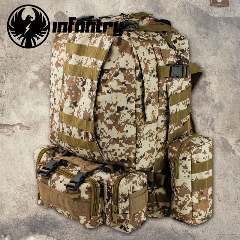 INFANTRY Assault Pack Molle 50 Litre Military Backpack Army Bag + 3