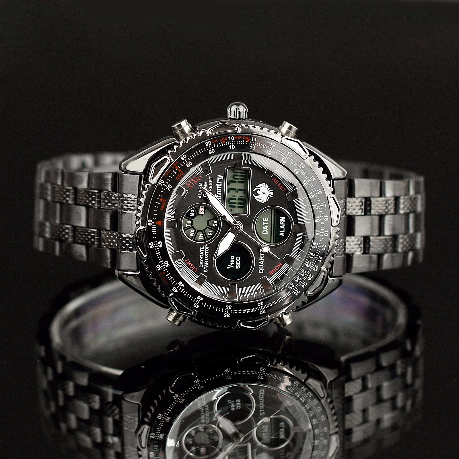 INFANTRY DIGITAL ANALOG ARMY SPORT QUARTZ MENS WRIST WATCH CHRONO DUAL CORE DATE