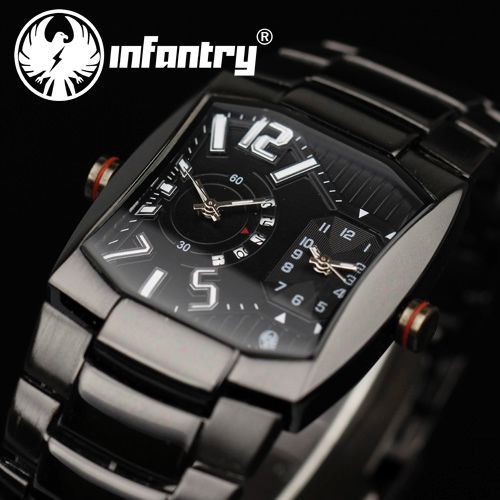 INFANTRY Date Analog Stainless Steel Mens Army Sport Quartz Wrist Watch Gift NEW