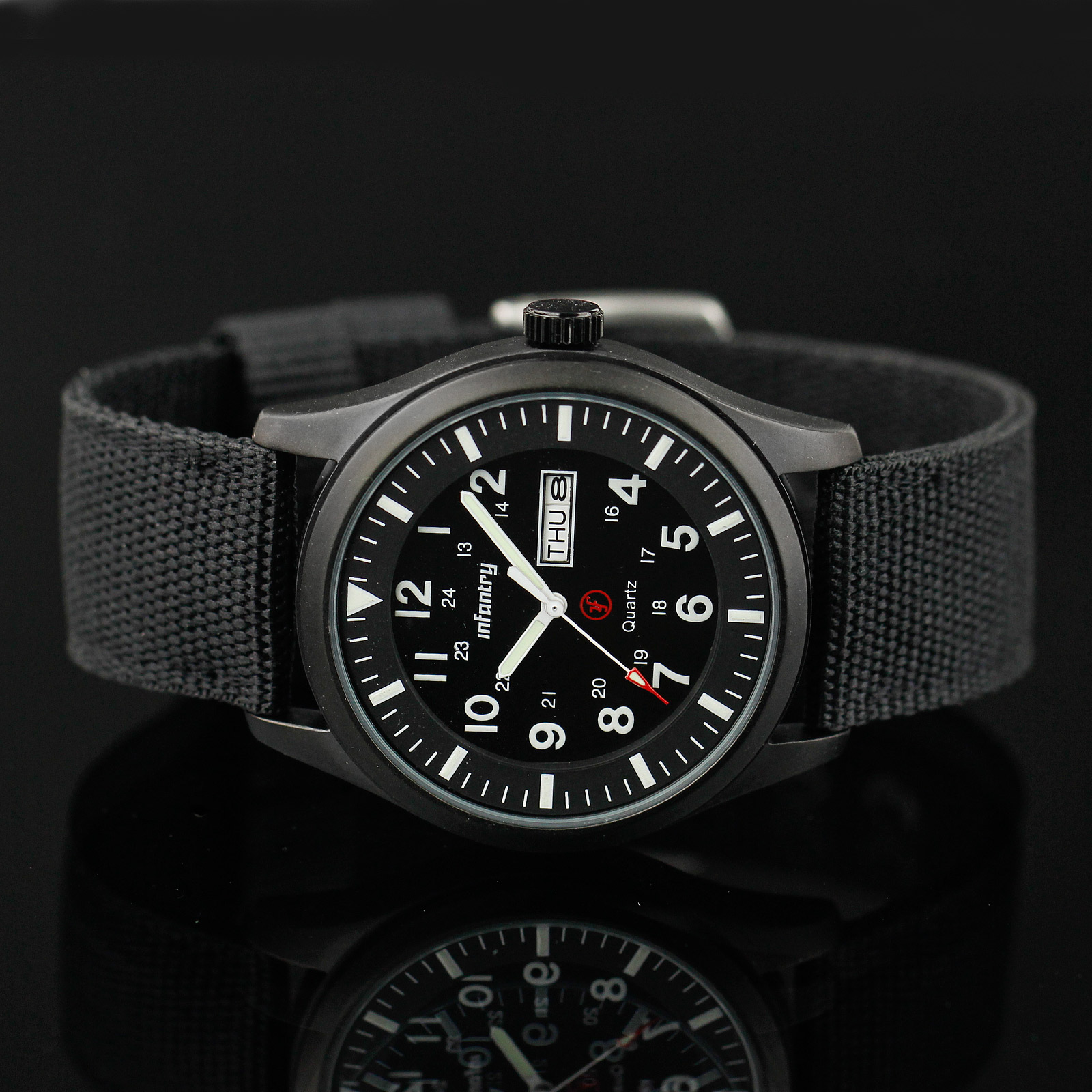 Military Infantry Mens Sports LUME 24H Solider Date Day Quartz Wrist Watch