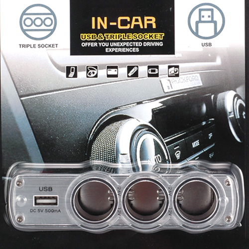 Universal USB Car Charger 3 Ports Triple Socket 12V 24V