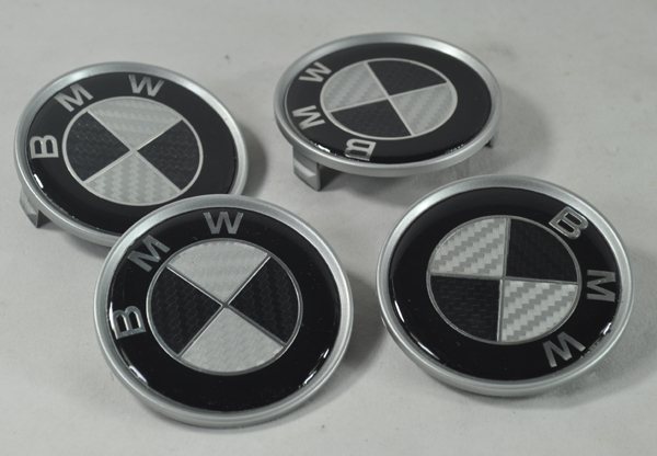 4 Carbon Nabenkappen Felgendeckel Emblem BMW E46 E65 E87 E90 E36 E39 X5  NEU