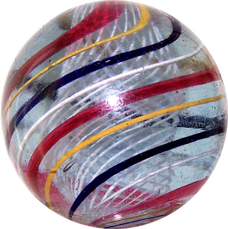 Marbles: HUGE - 2 3/8"!! MINT VINTAGE LATTICINIO (GP)