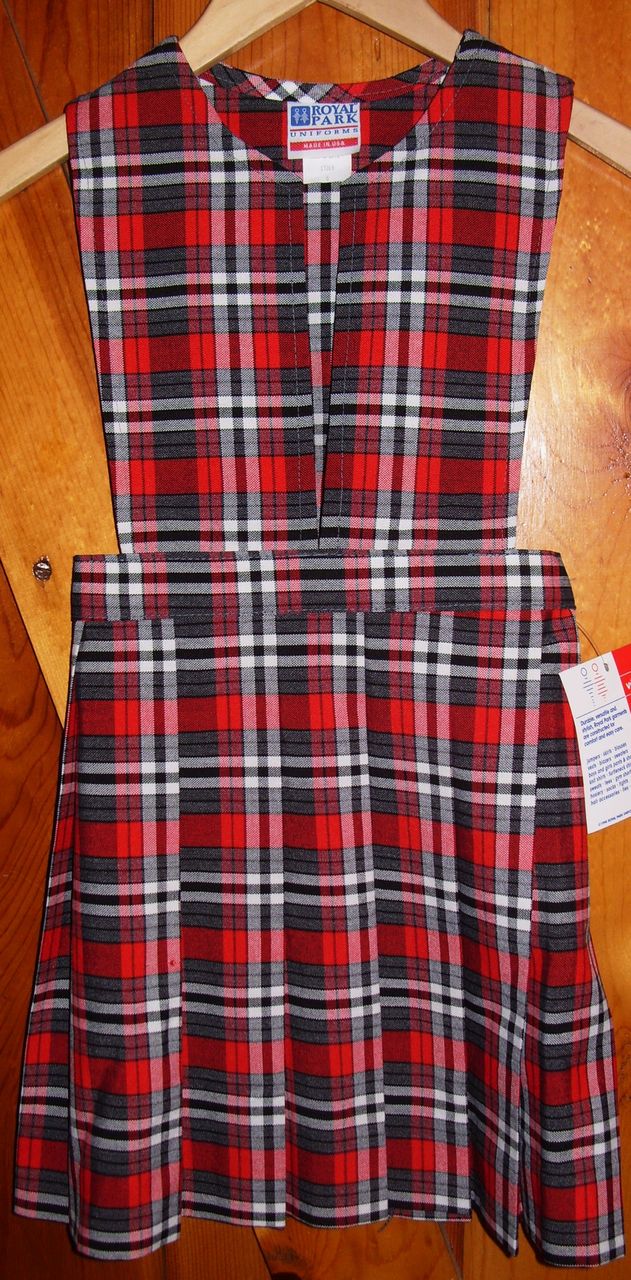 School Uniform Red Gray Plaid 69 Split Top Jumper eBay