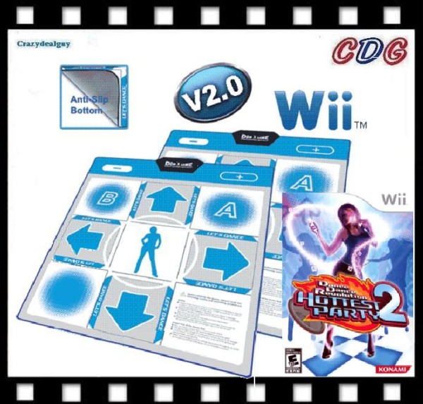 Wii Hottest Party 2 Game + 2 x Non Slip Dance Pads NS~