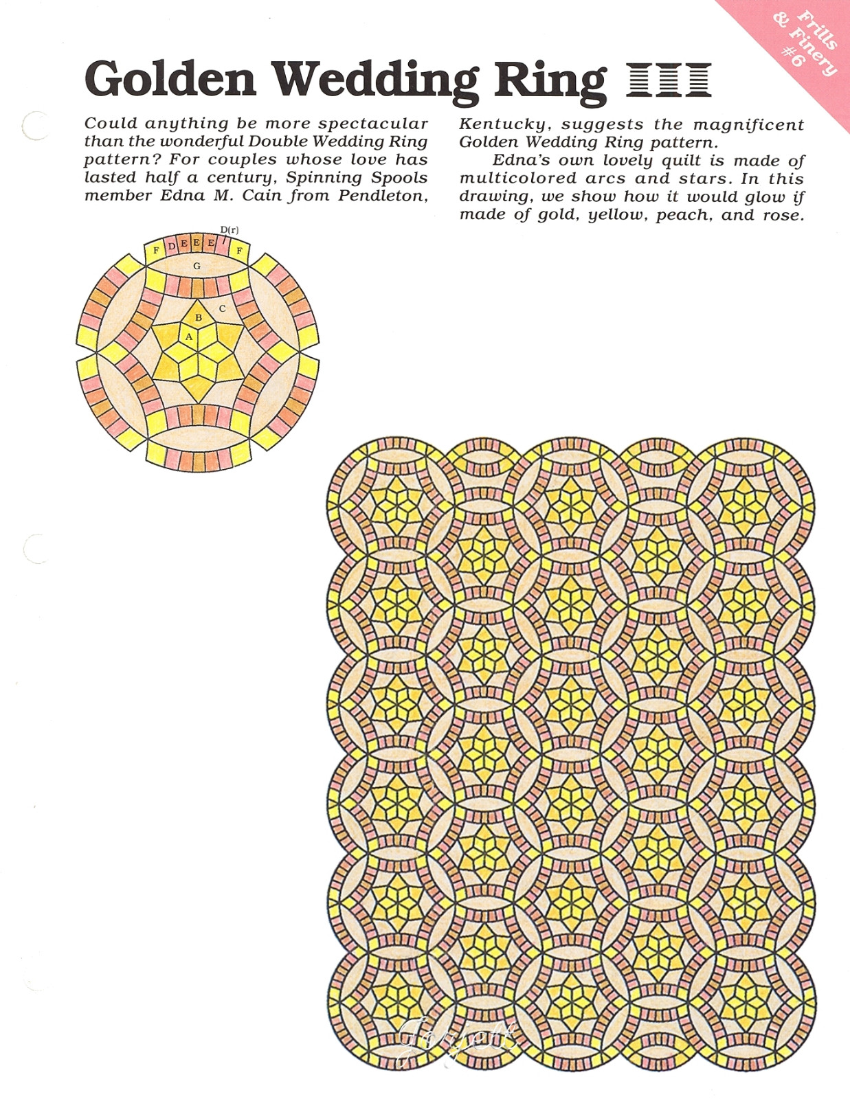 Golden Wedding Ring Quilt Block & Quilt sewing pattern eBay