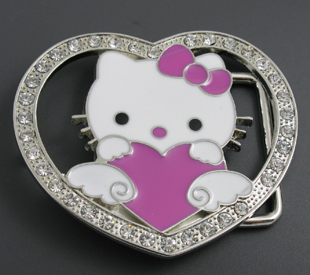 Shine Crystal Purple Hello Kitty KT Belt Buckle Lovely