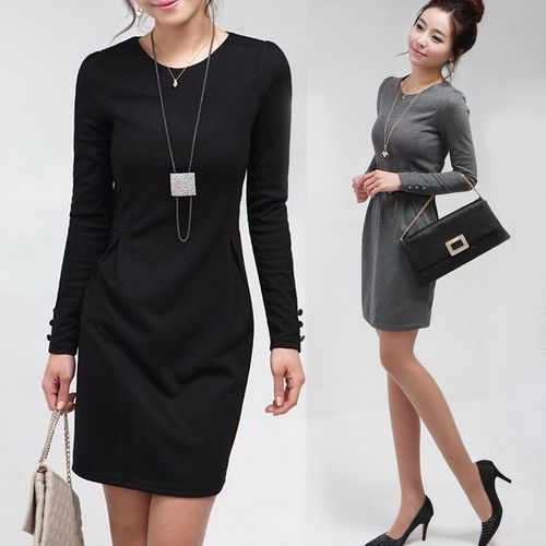 Ladylike-Generous-Elegant-Simple-Long-Sleeve-Work-Office-Pleated