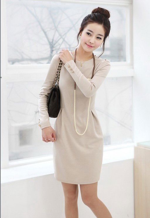 Ladylike Generous Elegant Simple Long Sleeve Work Office Pleated