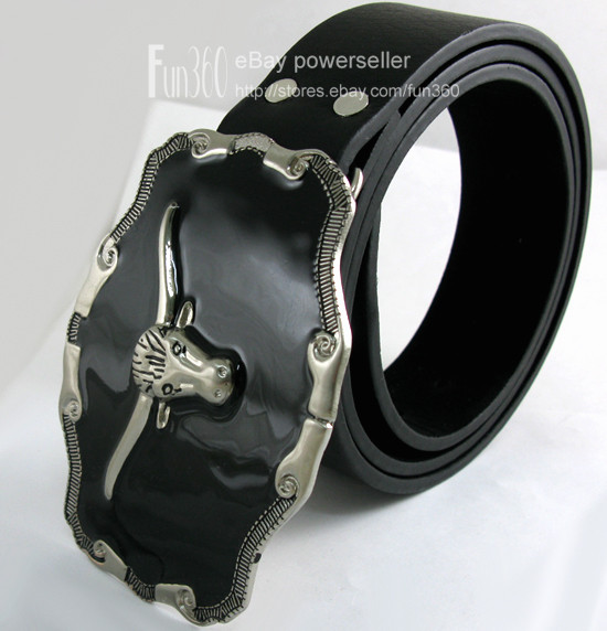 Punk Western Cowboy Cow OX Bull Head Buckle & Belt