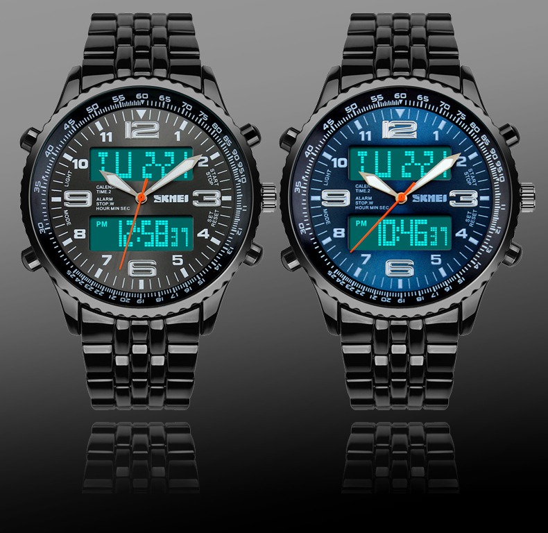 New Mens LED Digital Analog Quartz Date Alarm Wrist Watch Sport