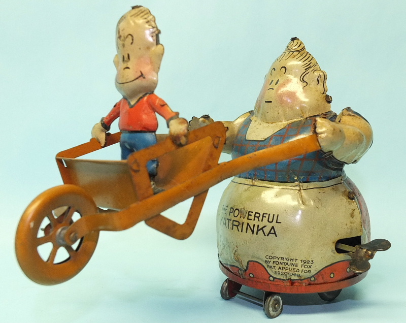 GERMAN NIFTY TOY POWERFUL KATRINKA & JIMMIE TIN WIND UP