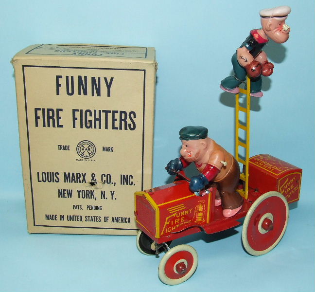 MARX POPEYE FUNNY FIRE FIGHTERS TIN & CELLULOID WIND UP
