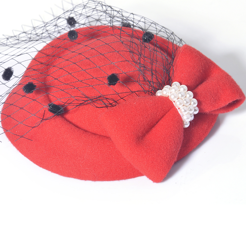 lady women pillbox hat veil fascinator hair clip accessories bowknot