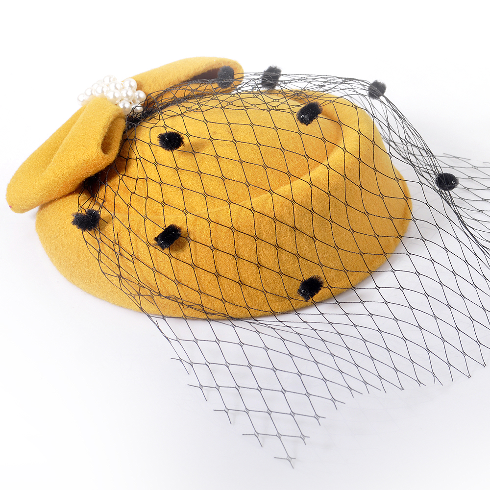 lady women pillbox hat veil fascinator hair clip accessories bowknot