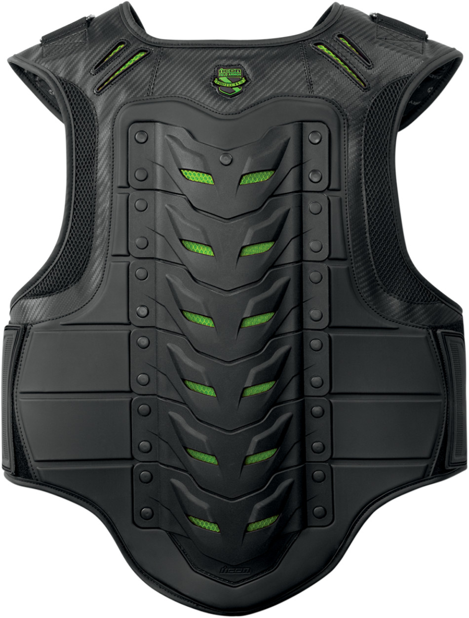 ICON STRYKER VEST FIELD ARMOR BACK AND CHEST PROTECTOR D3O BLACK GREEN