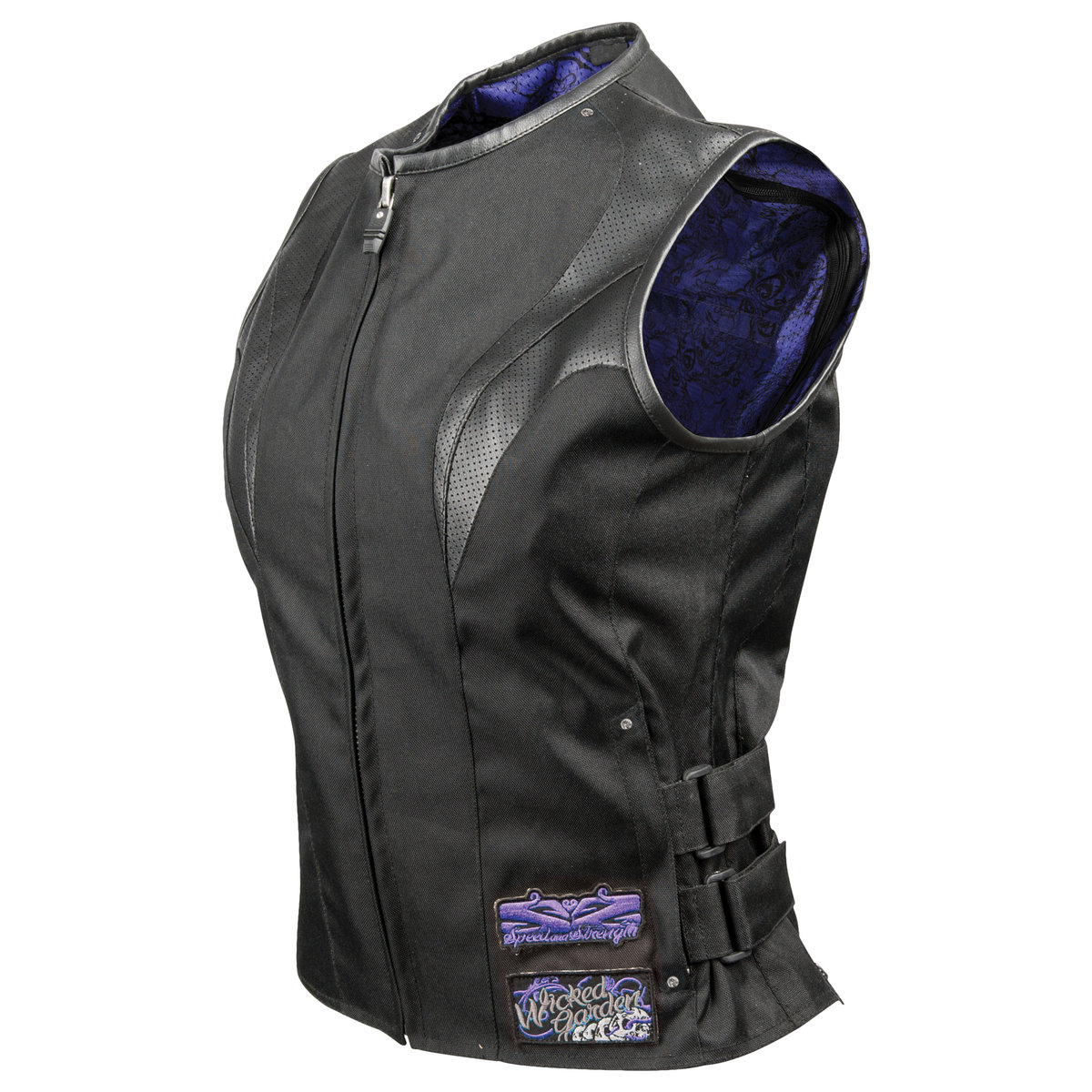 SPEED AND STRENGTH WOMENS WICKED GARDEN LEATHER MOTORCYCLE VEST BLACK