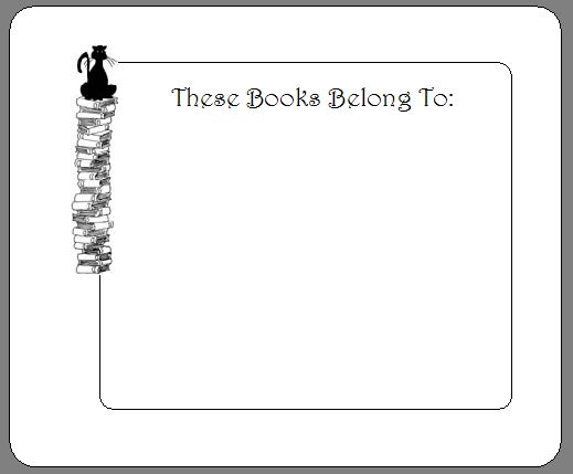 Custom Book Plate - Cat On Pile Of Books