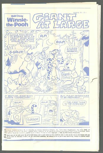 Winnie The Pooh #31 Blue Line Press Proof File RARE