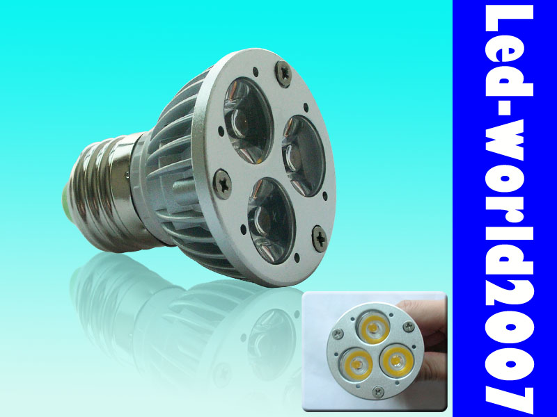 E27 3W Warm White High Power LED Bulbs 3-1W, 2pcs