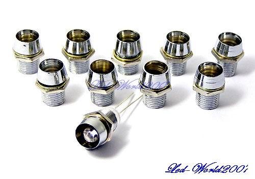 100x 5mm Chrome LED Mount Holder with Plastic Cores NEW