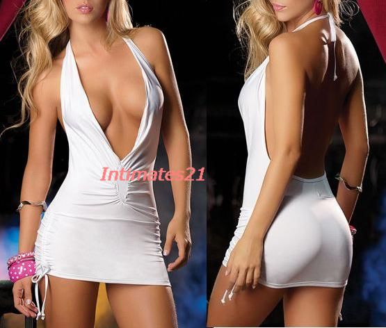Hot-Sexy-White-Low-Cut-Mini-Dress-Clubwear-BD1103