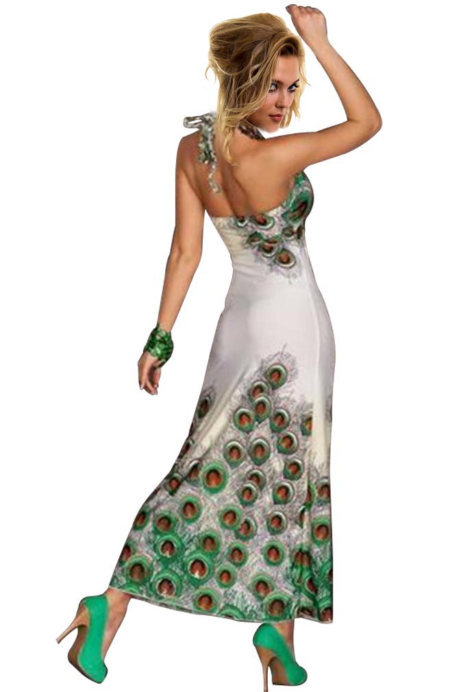 m summer peacock feather print white boho maxi sun dress x4197pe ebay m summer peacock feather print white boho maxi sun dress x4197pe ebay