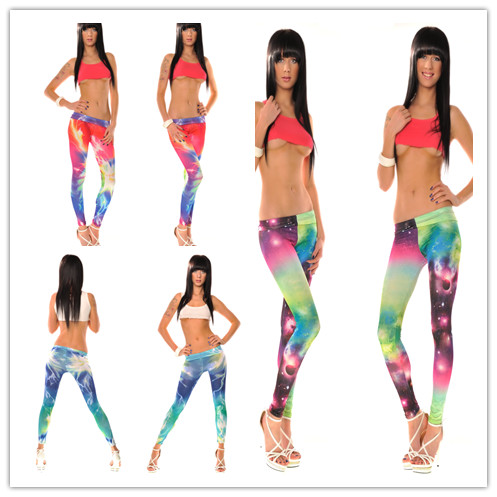 2013 Stretchy Tight Long Leggings Galaxy Cosmo/lightning Print Clubwear @BS057