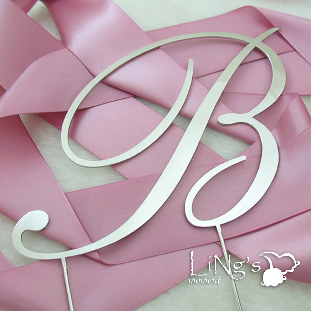 silver metal monogram cake topper english letters embellished letter b cake toppers