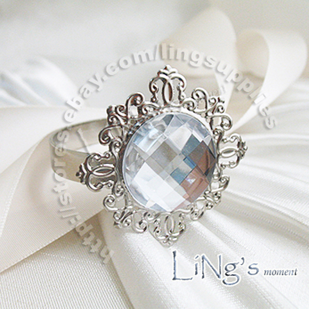 12 pieces CLEAR WHITE Gem Napkin Rings Wedding Bridal Shower Favour