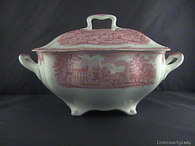 JohnsonBros Crown pink Old Britain Castles tureen w/lid