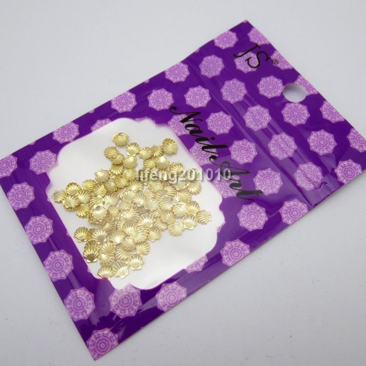 100pcs Gold Silver Alloy Metal Shell Beads For Nail Art Studs