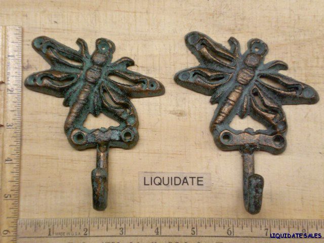 2 Dragonfly Coat Hat Towel Bath HOOKS 5x4 Garden Deck