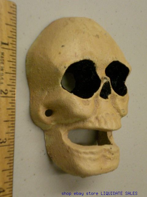 SKULL Beer BOTTLE OPENER 4x3 cast iron Weird Bizarre