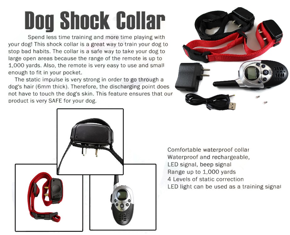 Dog Shock Collar Remote Training Bark Control Rechargeable Waterproof 2