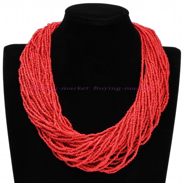 Fashion Bib Big statement Multi mixed Paint Chains Blue crystal Collar