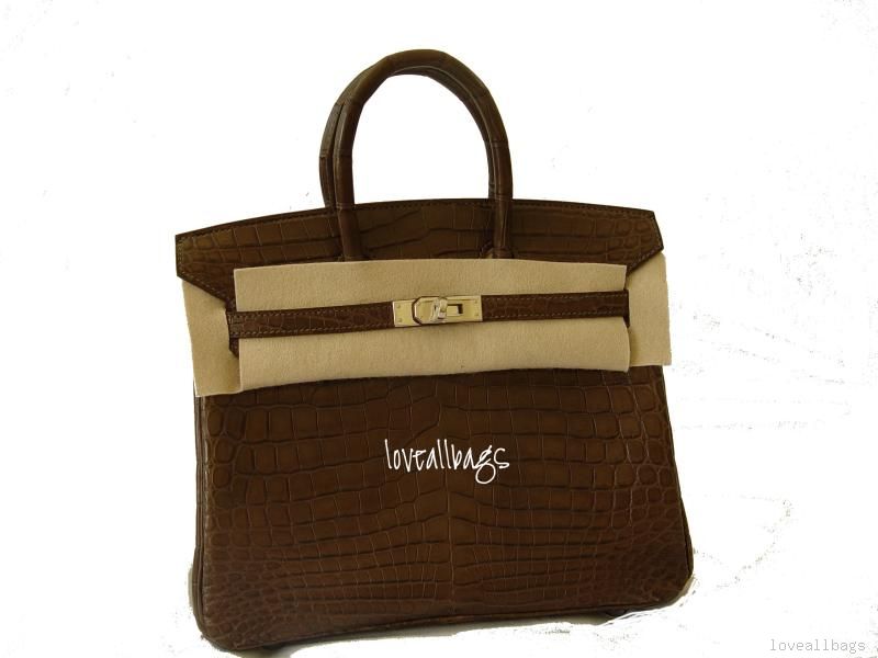 AUTH HERMES BIRKIN BAG 25cm GORGEOUS GRIS ELEPHANT CROC