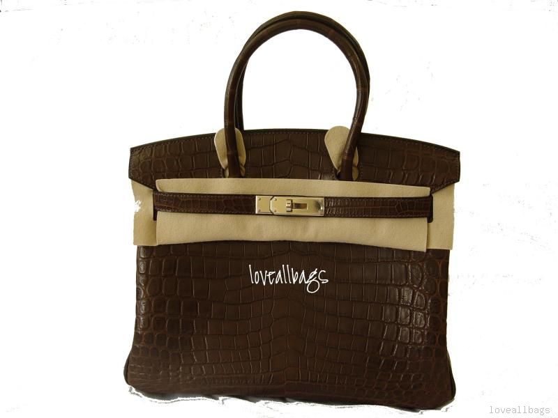 AUTH HERMES BIRKIN BAG 30cm GORGEOUS MATTE HAVANNE CROC