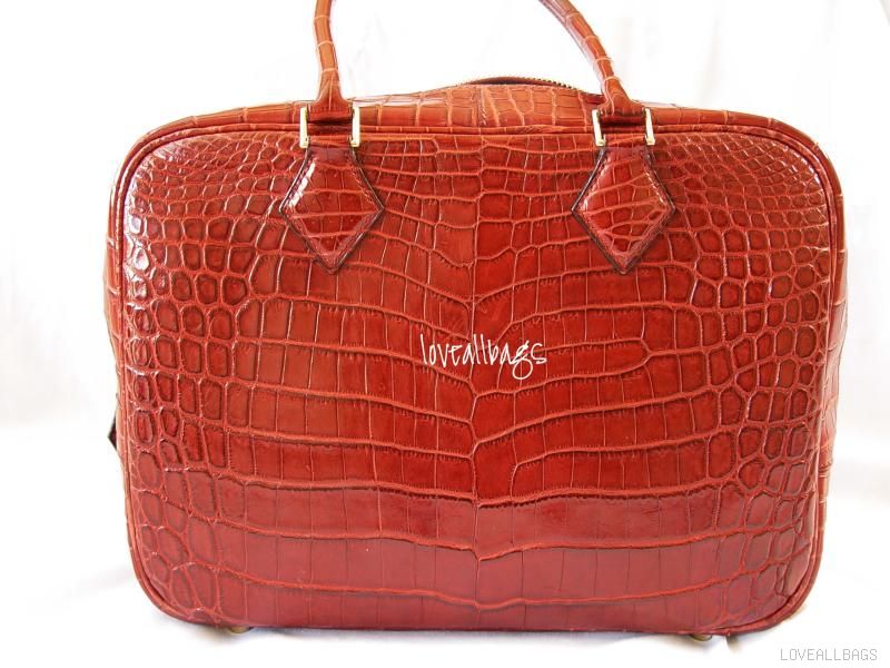 AUTH HERMES MATTE CROC PLUME ROUGE H 28CM TO-DIE-4!!!