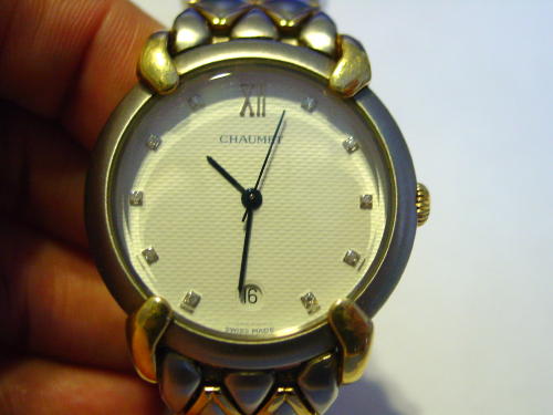 18K Gold Chaumet Diamond Dial Women's Watch & Band NICE