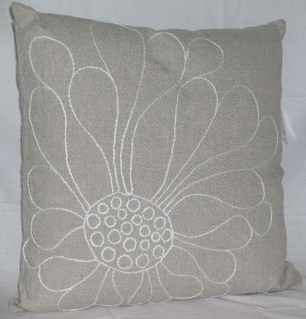 Jonathan ADLER Large Flower Embroidered Linen PILLOW