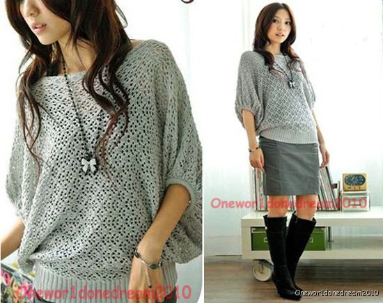Hollow-Batwing-Dolman-Knit-Knitting-Coat-Out-Boat-Neck-Sweater-Top-Cardigan-New