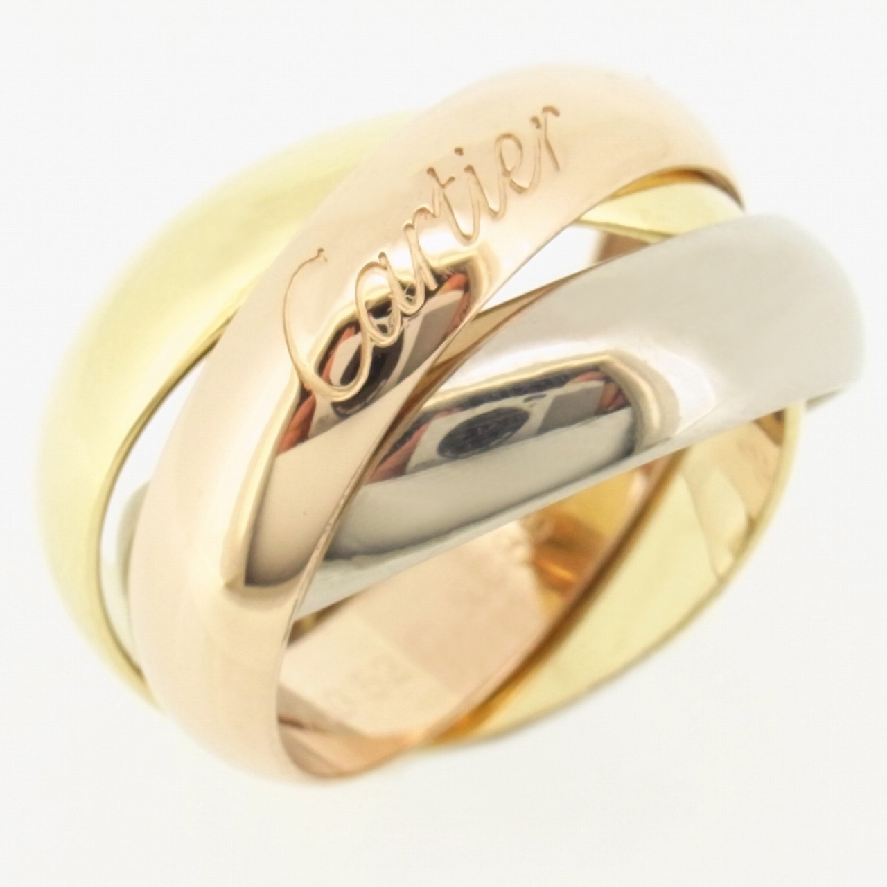 CARTIER 18K TRICOLOR GOLD 3 BANDS TRINITY ROLLING RING LARGE MODEL 52
